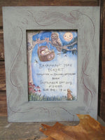 Baby in Basket  with Owl in Tree Birth Certificate  5x7