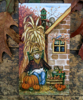 "Scarecrow by the Summer Kitchen" 5x9
