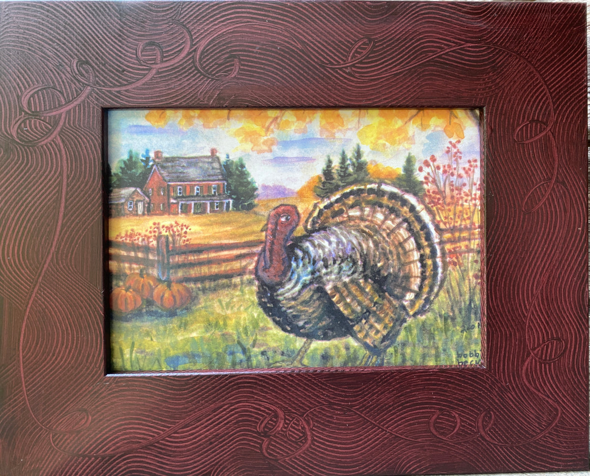 Turkey Print Thanksgiving Decor, Watercolor Painting Autumn Print and