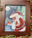 “Santa Feeding Birds In His Hand”