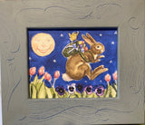 Bunny Hopping with Chick on Full Moon 4x5