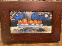 "Pumpkins on Bench" 5x9