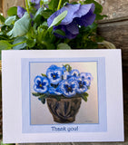 “ Pansies in Crock” Thank you card