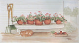 Geraniums on the Bench 5"x9"