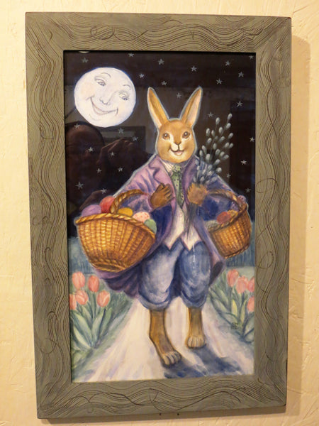 Easter Bunny with Easter Baskets & Pussy Willow