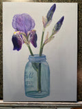 Irises in Mason Jar - Print