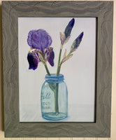 Irises in Mason Jar - Original Artwork