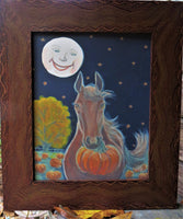 Pumpkin Horse Brown Grained with Inside Outside Wave Print