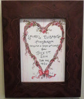 Heart Wreath with Roses Birth Certificate