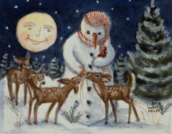 “Frosty with Deer” 4x5