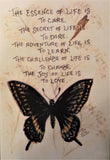 “The Essence of Life” butterfly with saying 5x7