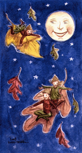"Fairies Flying on the Leaves" 5x9