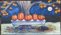 "Pumpkins on Bench" 5x9