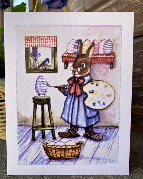 Easter Bunny Painting Easter Eggs card