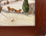Two Churches - Winter Scene Church Print, Rustic Print of Watercolor Painting showing Sleigh Ride